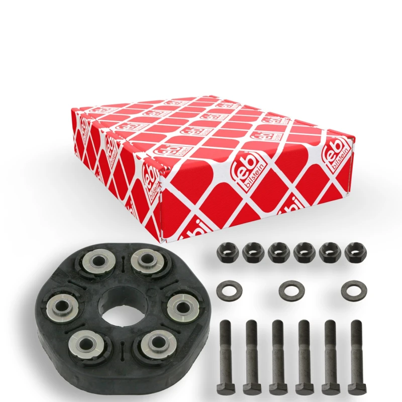 Image of FEBI BILSTEIN 43492 Drive Shaft Coupler with washers, with nuts, Bolt Hole Circle Ø: 110mm Elastomer Joint,propeller shaft (1427)