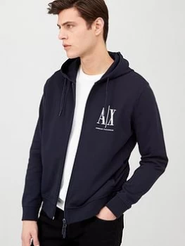 Image of Armani Exchange AX Icon Logo Zip Through Hoodie Black Size 2XL Men