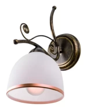 Retro Wall Light With Glass Shade Black, 1x E27