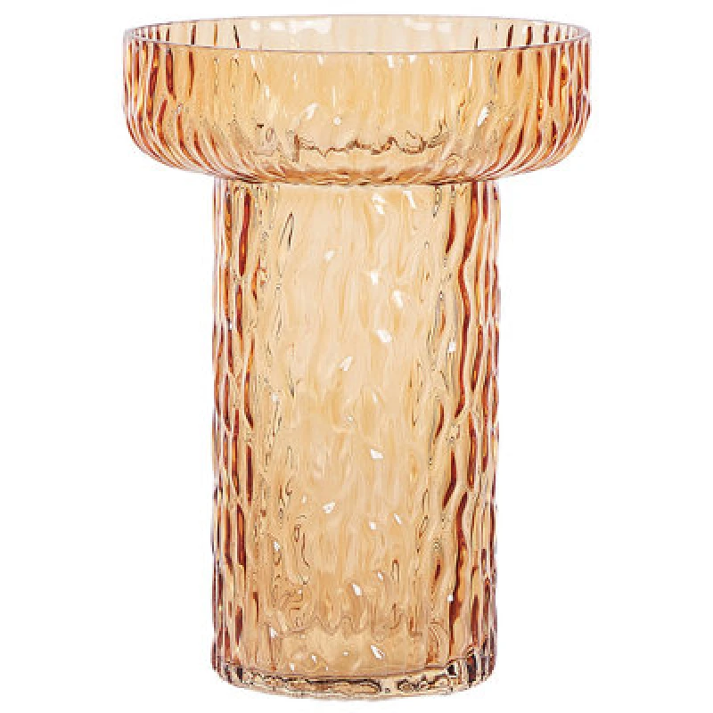 Image of Beliani Flower Vase Platania Glass 20 Cm Orange