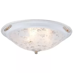 Image of Diametrik Flush Bowl Ceiling Lamp White with Gold, 3 Light, E27