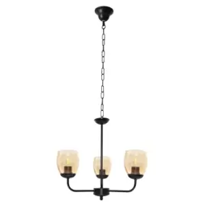 Livia Multi Arm Pendant Ceiling Light Black, Amber 40cm