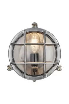 image of Bulkhead Outdoor & Bathroom Round Light, 8 Inch, Gunmetal, Side Wiring