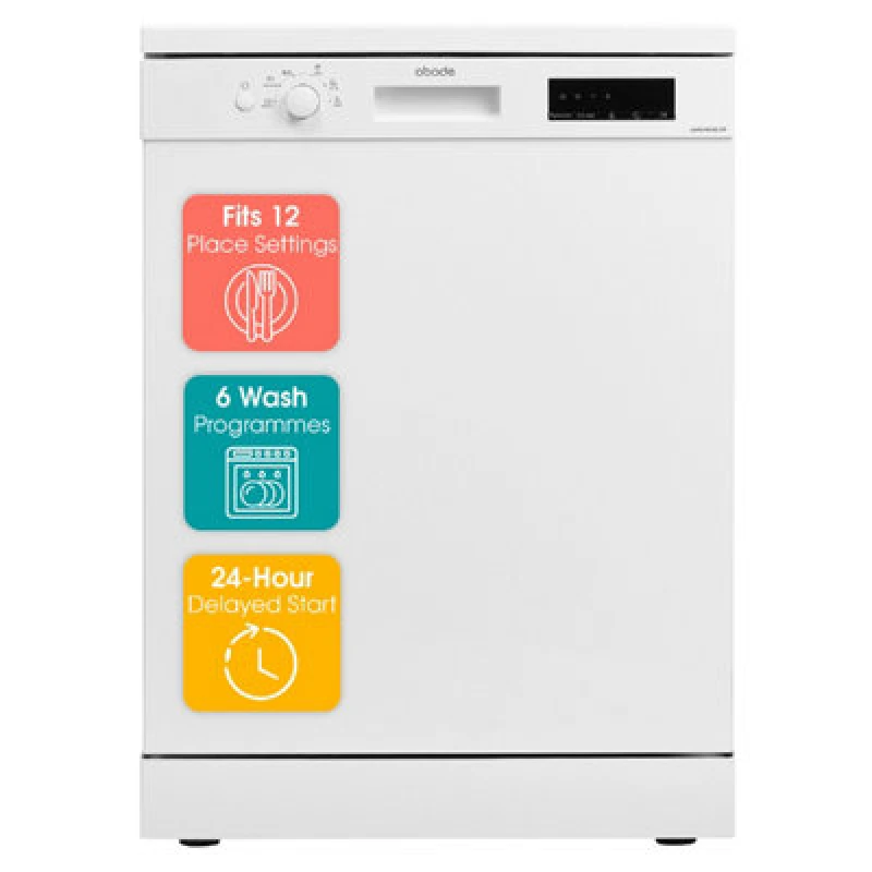 Image of Abode 12 Place Setting Dishwasher 60Cm Wide With 6 Programmes White A60Dw00E1W
