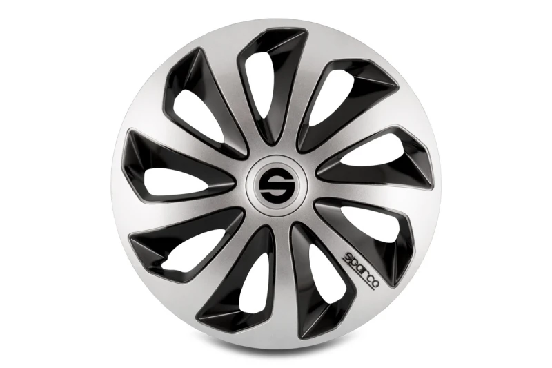 Image of SPARCO SPARCO 4 Hubcaps 13" Sicilia Silver and Black 6922516306664
