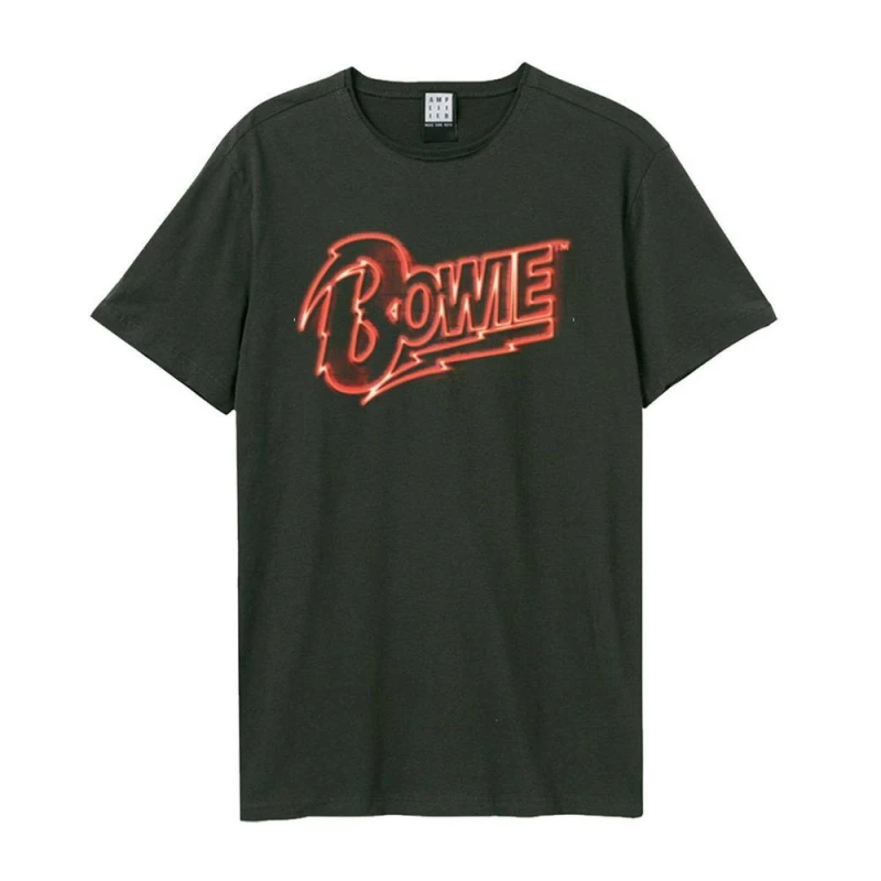 Image of Amplified Mens Neon Sign David Bowie T-Shirt in Charcoal Size: Large Charcoal Male L