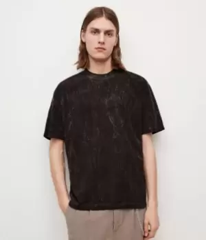 Image of AllSaints Mens Max Organic Cotton T-Shirt, Jet Black, Size: M