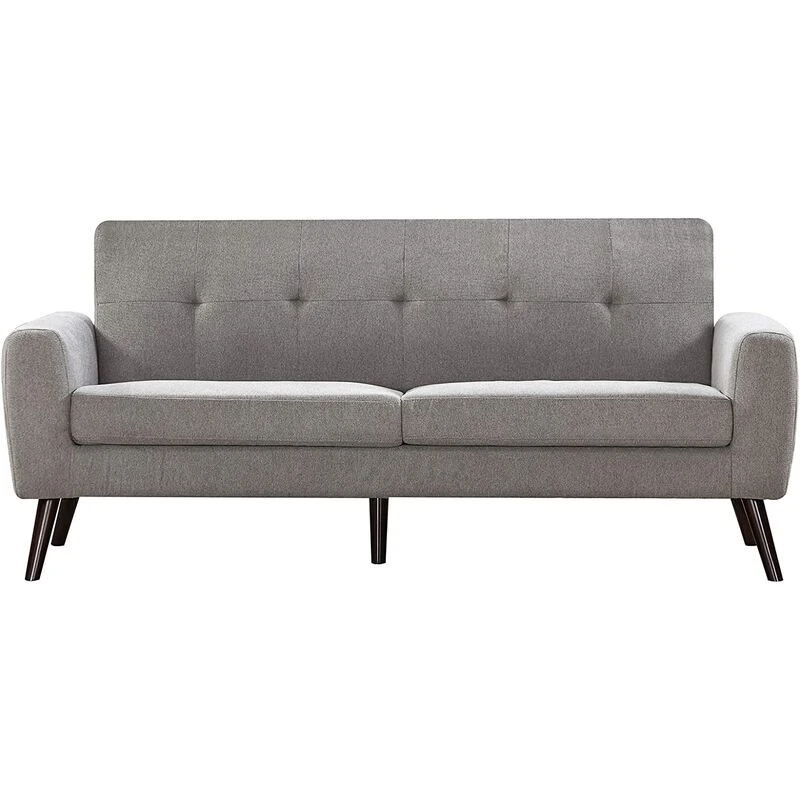 Image of FURNITURE ONE Furniture One - Sofa Compact Cotton Loveseat Wood Legs - 3 Seater - Grey A1367-UK-G