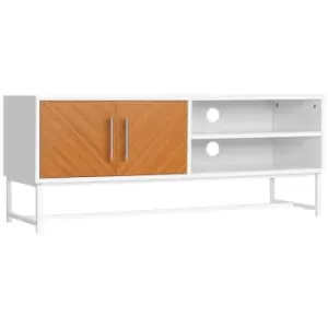 image of Homcom TV Unit Cabinet With Shelves And Cupboard White And Wood Effect