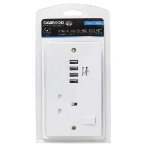 Image of Daewoo Single Switch Socket with 4 USB Ports