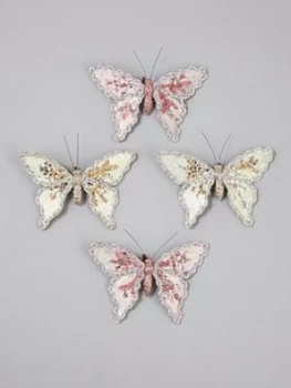 image of Gisela Graham Clip On Butterfly Christmas Tree Decorations (4 Pack)