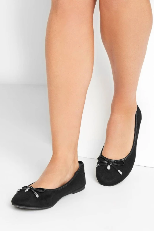 Image of Long Tall Sally Womens Ballerina Pumps in Black Size: 11 Black Female 11