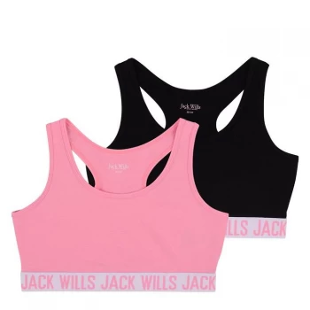 image of Jack Wills Kids Girls Multipack Crop Top 2 Pack - Pink/Black