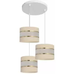 image of Helam Helen Cluster Pendant Ceiling Light Ecru, Gold, White 35cm