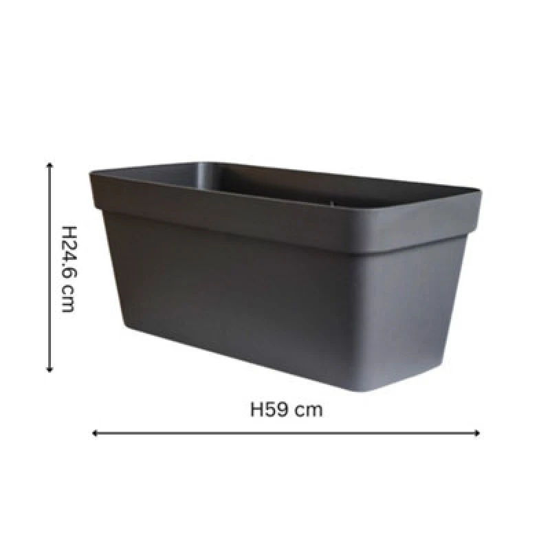 Image of Ivyline Cleo Rectangle Flower Box D60Cm Anthracite With Wheels