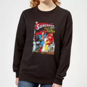 Image of Justice League Who Is The Fastest Man Alive Cover Womens Sweatshirt - Black - L - Black