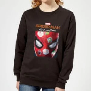 image of Spider-Man Far From Home Stickers Mask Womens Sweatshirt - Black - 5XL