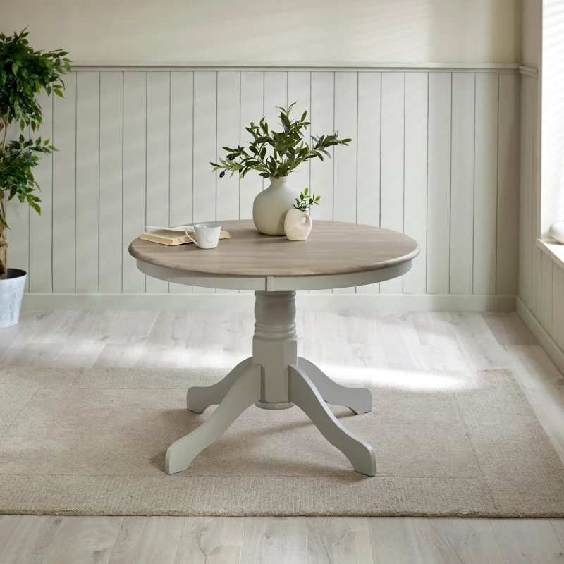 Image of FurnitureboxUK FurnitureboxUK Bude Rustic Wooden Dining Table in Light Grey Light Grey One Size Unisex 5056784304730