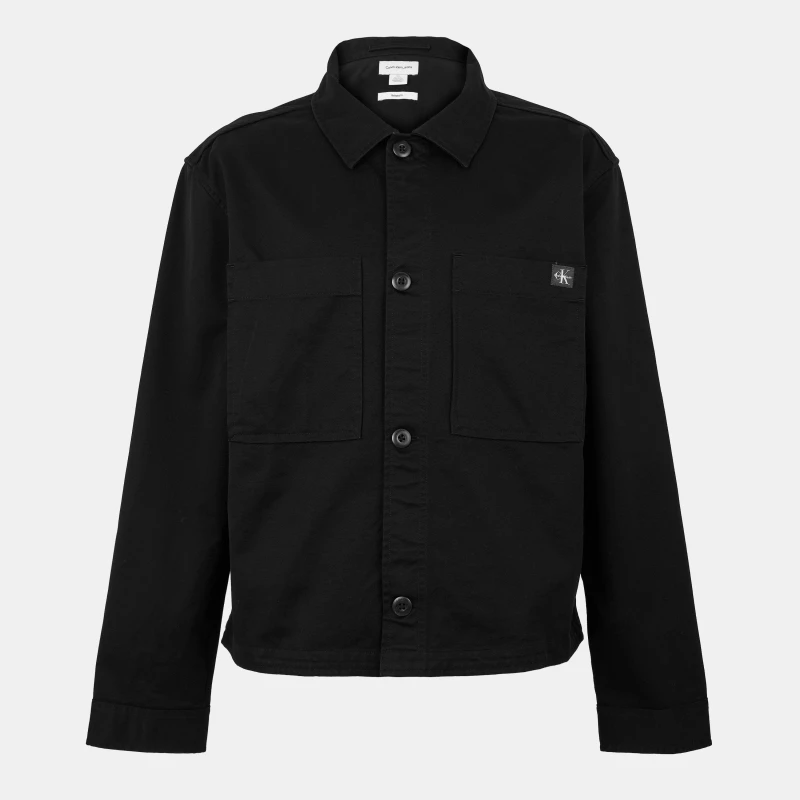 Image of Calvin Klein Jeans Mens CKJ Woven Box Boxy Fit Overshirt Black UB1 male S