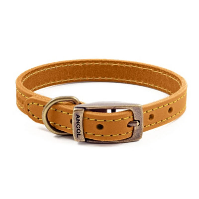 Image of Ancol Timberwolf Leather Collar Lightweight Comfort Yellow unisex