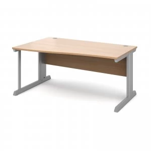 Image of Vivo Left Hand Wave Desk 1600mm - Silver Frame Beech Top