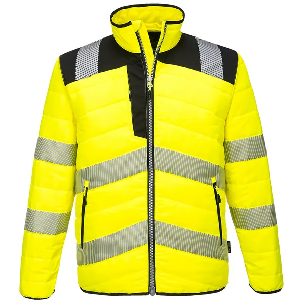 Image of Portwest PW3 Mens Hi Vis Baffle Jacket PW371YBRS Colour: Yellow / Black