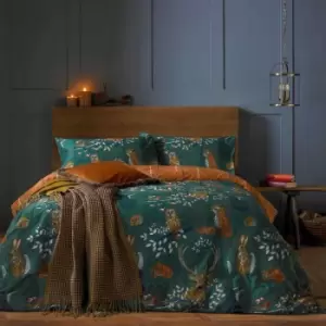 Image of Furn. Forest Fauna Double Duvet Cover Set Cotton Polyester Emerald