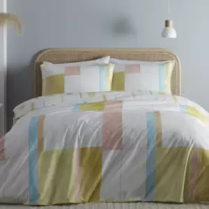 Image of Mariko Abstract Print 100% Cotton Duvet Cover Set, Yellow, King - Appletree Style