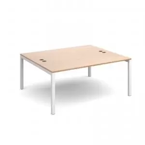 Image of Connex back to back desks 1600mm x 1600mm - white frame and beech top