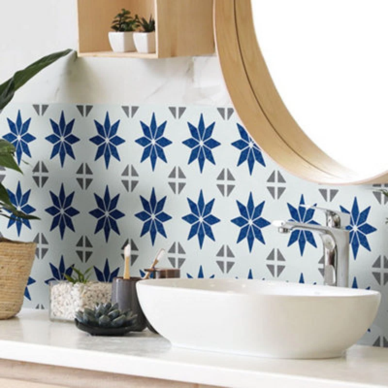 Image of D-C-Fix Alia Blue & White Self-Adhesive Tile, 0.14M²