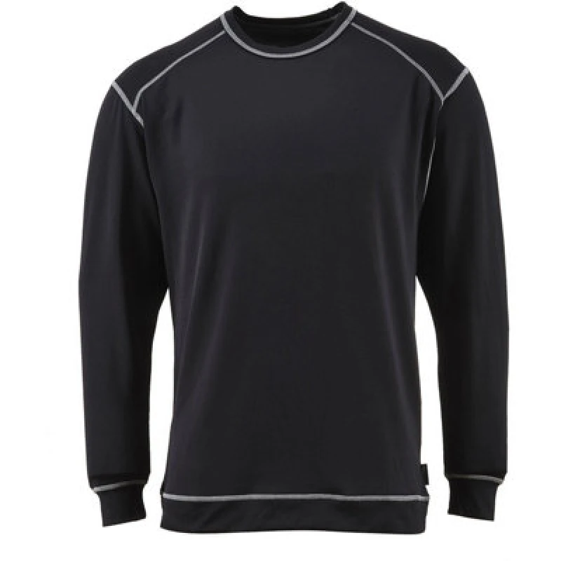 Image of Portwest Base Pro Mens Antibacterial Long Sleeve Base Layer Top B153BKRL Colour: Black
