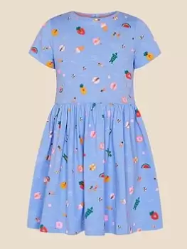 Image of Accessorize Girls Funshine Jersey Dress - Blue Size 9-10 Years, Women