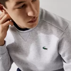 Image of Mens Lacoste SPORT Mesh Panels Sweatshirt Size 8 - 3XL Grey Chine / Light Grey
