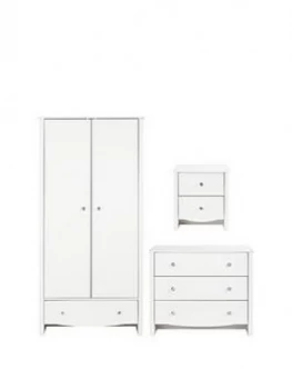 image of Alexis 3 Piece Kids Bedroom Package - Wardrobe, Chest Of Drawers And Bedside Table