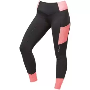 image of Dublin Girls Power Performance Colour Block Horse Riding Tights (24 in) (Coral) - Coral