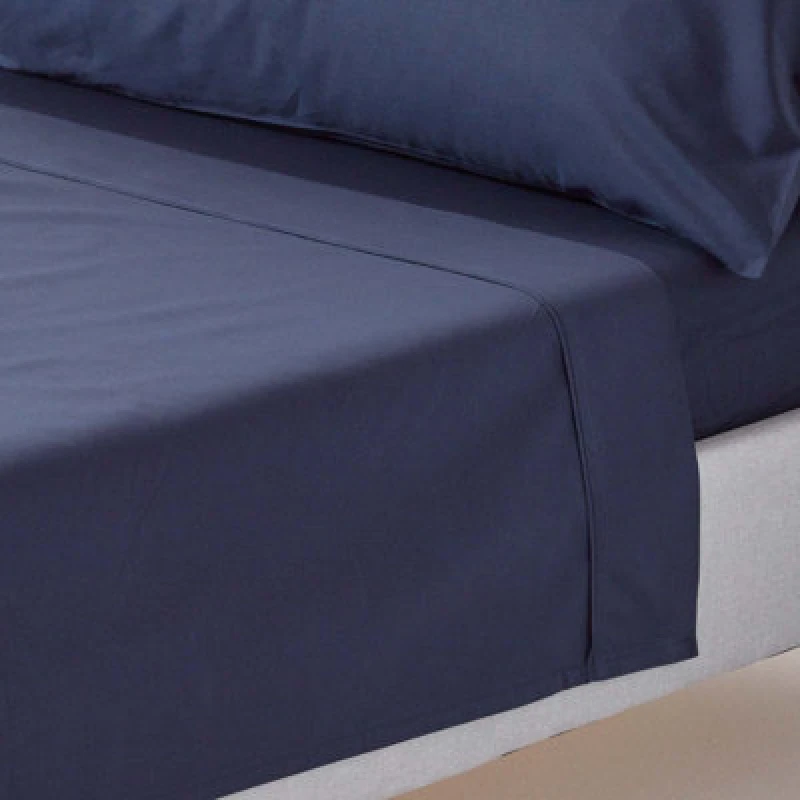 Image of HOMESCAPES Homescapes - Navy Blue Egyptian Cotton Flat Sheet 200 Thread Count, Single - Navy Blue BL1288A
