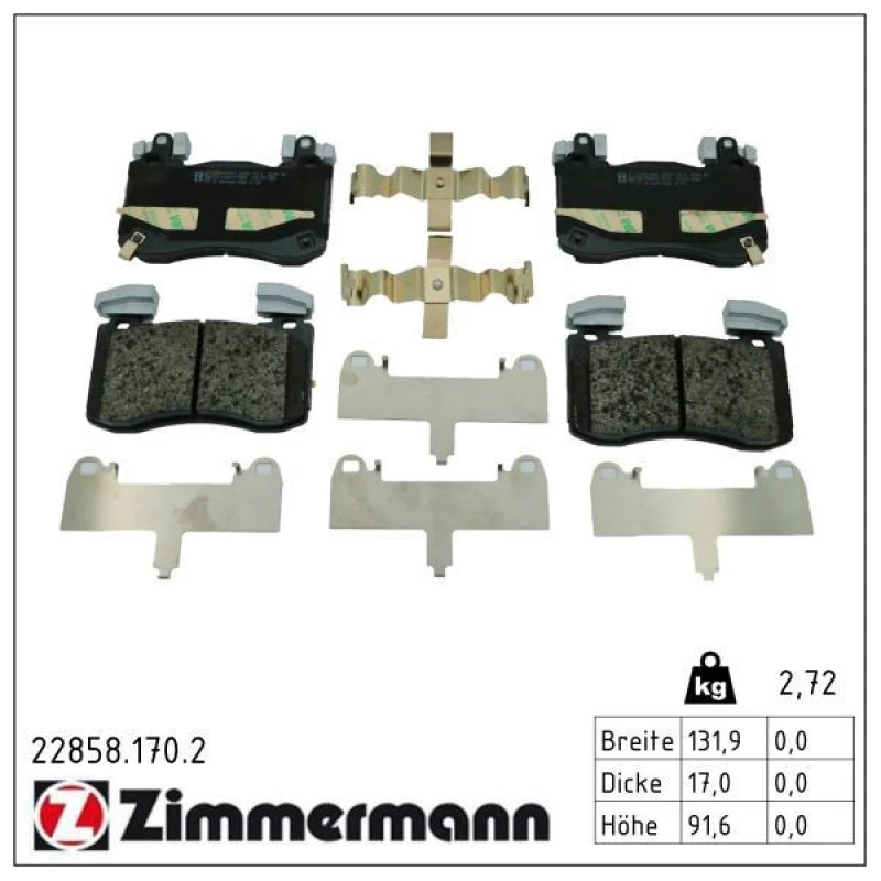 Image of ZIMMERMANN Brake pad set ZIMMERMANN 22858.170.2