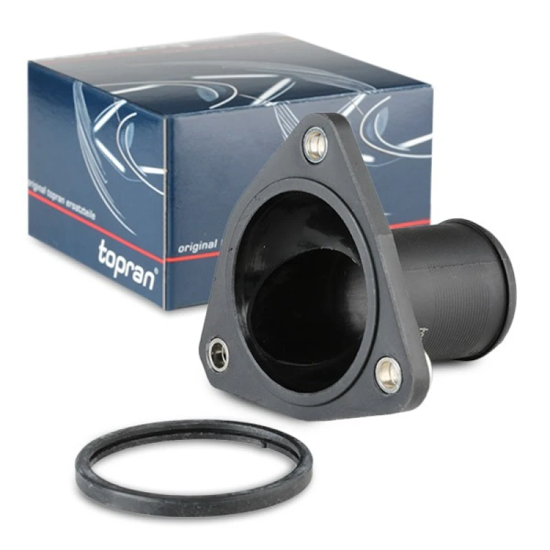 Image of TOPRAN 722 609 Coolant Flange Plastic, Cylinder Head, with gasket/seal Plastic Coolant Flange (3219)