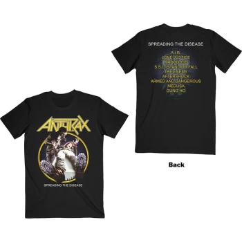 Image of Anthrax - Spreading The Disease Track list Unisex Large T-Shirt - Black