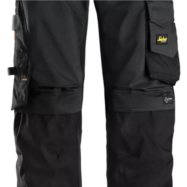 image of Snickers AllroundWork Stretch Loose Fit Work Trousers Holster Pockets - Black - 100