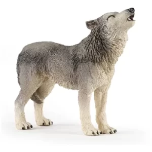 image of PAPO Wild Animal Kingdom Howling Wolf Toy Figure, Three Years or Above, Grey (50171)