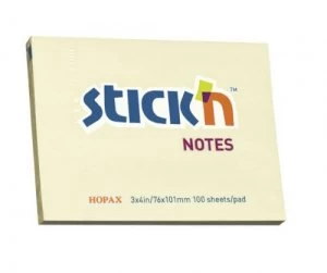 Image of Value Stickn Sticky Notes 76x101mm Pastel Yellow PK12