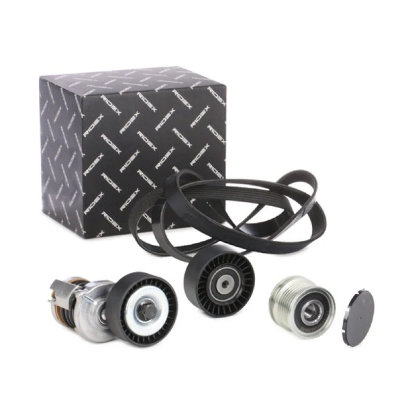 Image of RIDEX 542R0051 V-ribbed belt set Pulleys: with freewheel belt pulley V-Ribbed Belt Set (542)