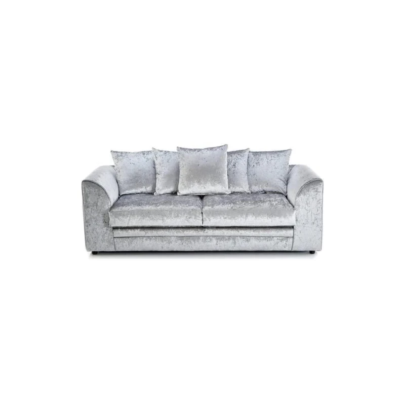 Image of LUXURY LIFE Dylan Crushed Velvet Fabric 3 Seater Sofa Silver