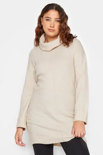 Long Tall Sally Tall Roll Neck Jumper White