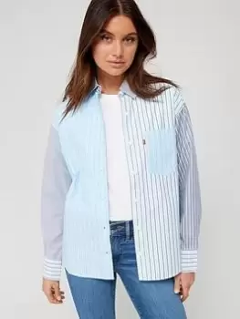 Image of Levis Nola Shirt - Lorelai Stripe Ompha, Blue, Size L, Women