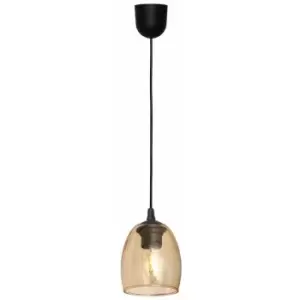 Image of Helam Brillant Dome Pendant Ceiling Light Black, Amber 1.15cm