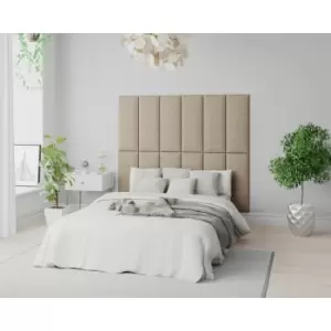 Image of EasyMount Wall Mounted Upholstered Panels, Modular diy Headboard in Malham Weave Fabric, Mink (Pack of 2) - Aspire