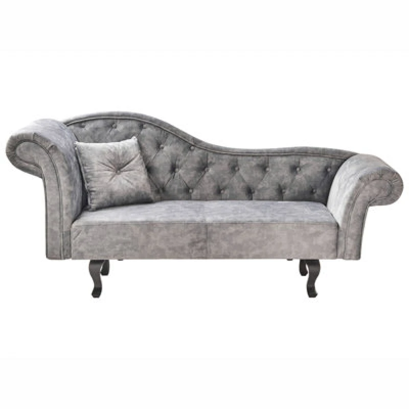 Image of Beliani Left-Hand Chaise Lounge Lattes Ii Velvet Grey