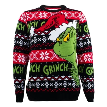 image of The Grinch - Santa Hat Unisex Christmas Jumper Large